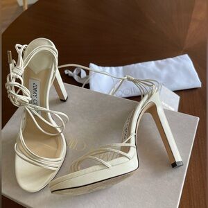 Jimmy Choo Antia 120 Strappy Sandals in Latte